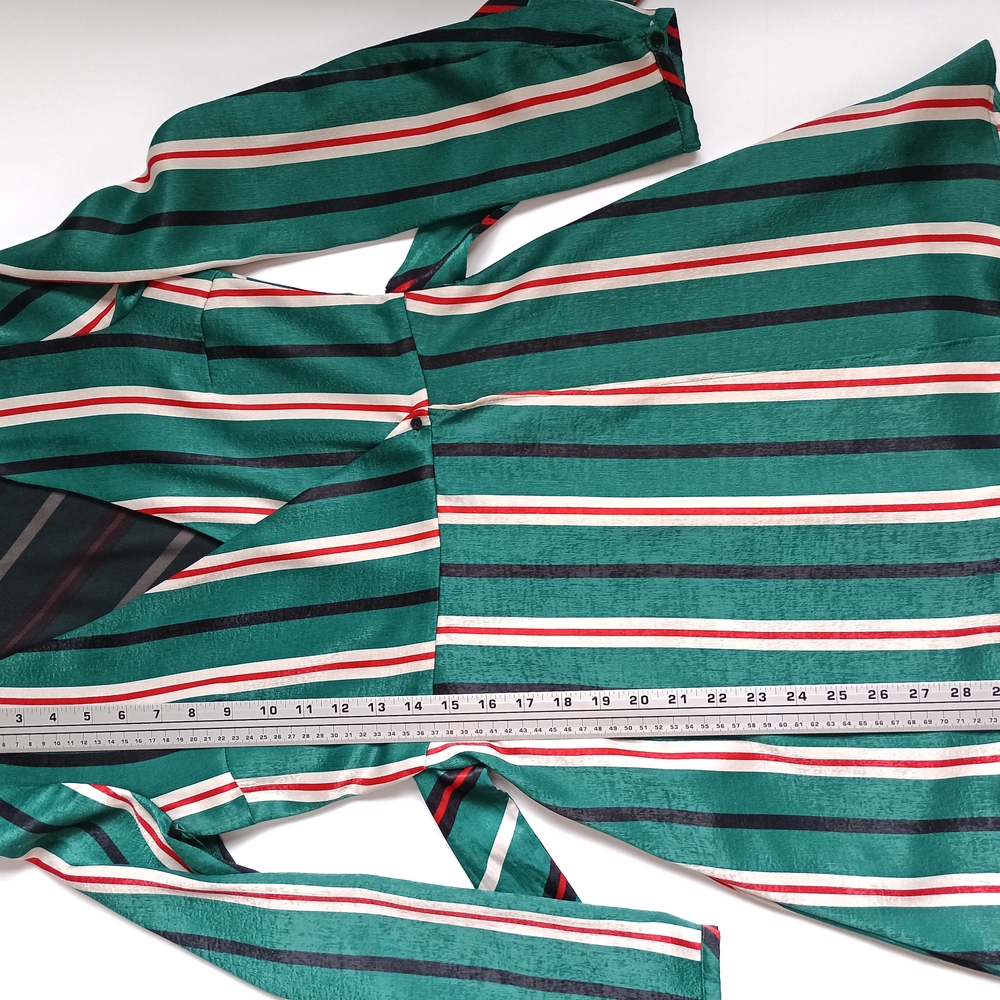 Zara Green and Red Striped Long Sleeve Dress - Picture 6 of 7
